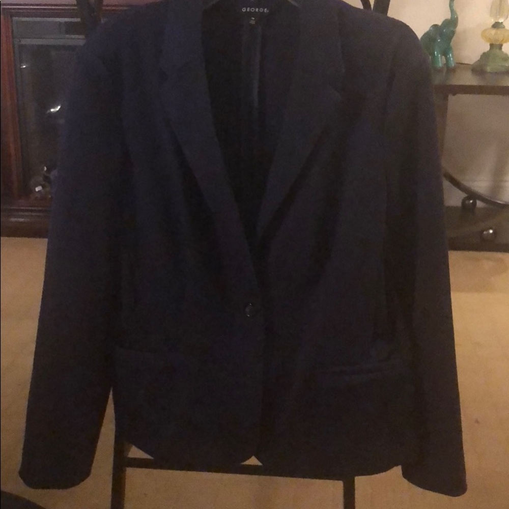 NAVY BLUE LADIES ONE BUTTON BLAZER